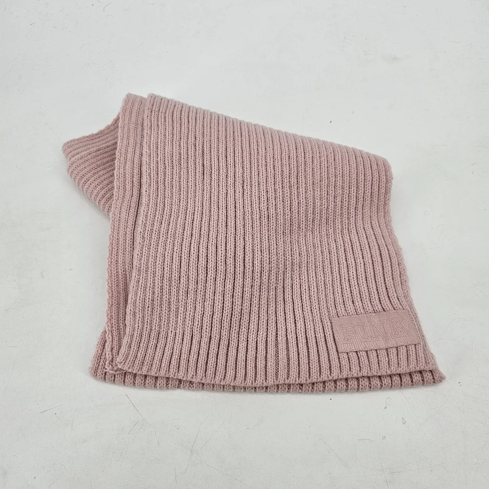 PINK Victorias Secret Pastel Pink Chunky Knit Winter Soft Cozy Scarf 66x8 Ski